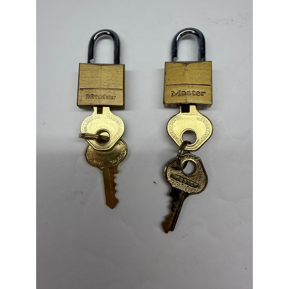 Master Lock Brass Padlocks with Keys Set of 2 Gold Tone Security Hardware